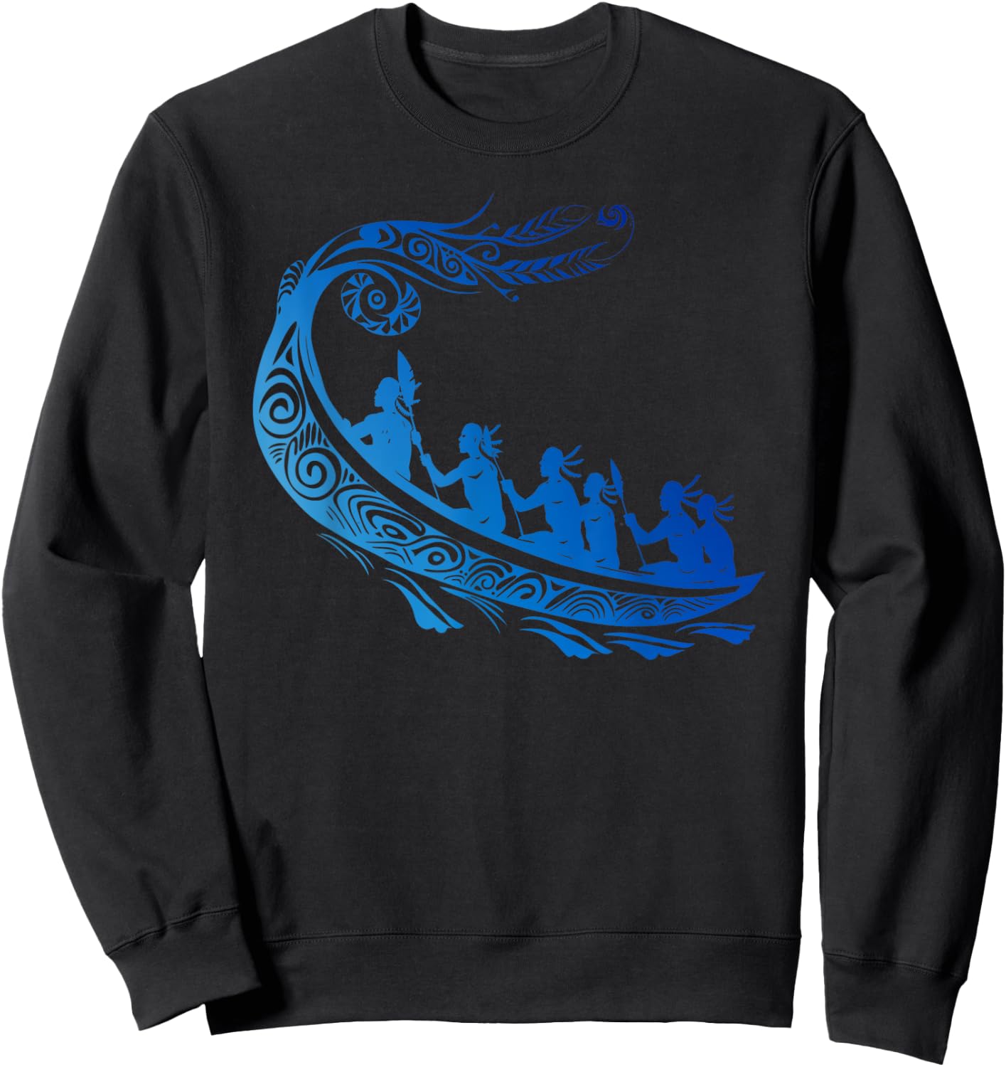 Tribal Hawaiian Outrigger Canoe Shirt - Hawaiian Tribal Sweatshirt - Sweatshirt | Black