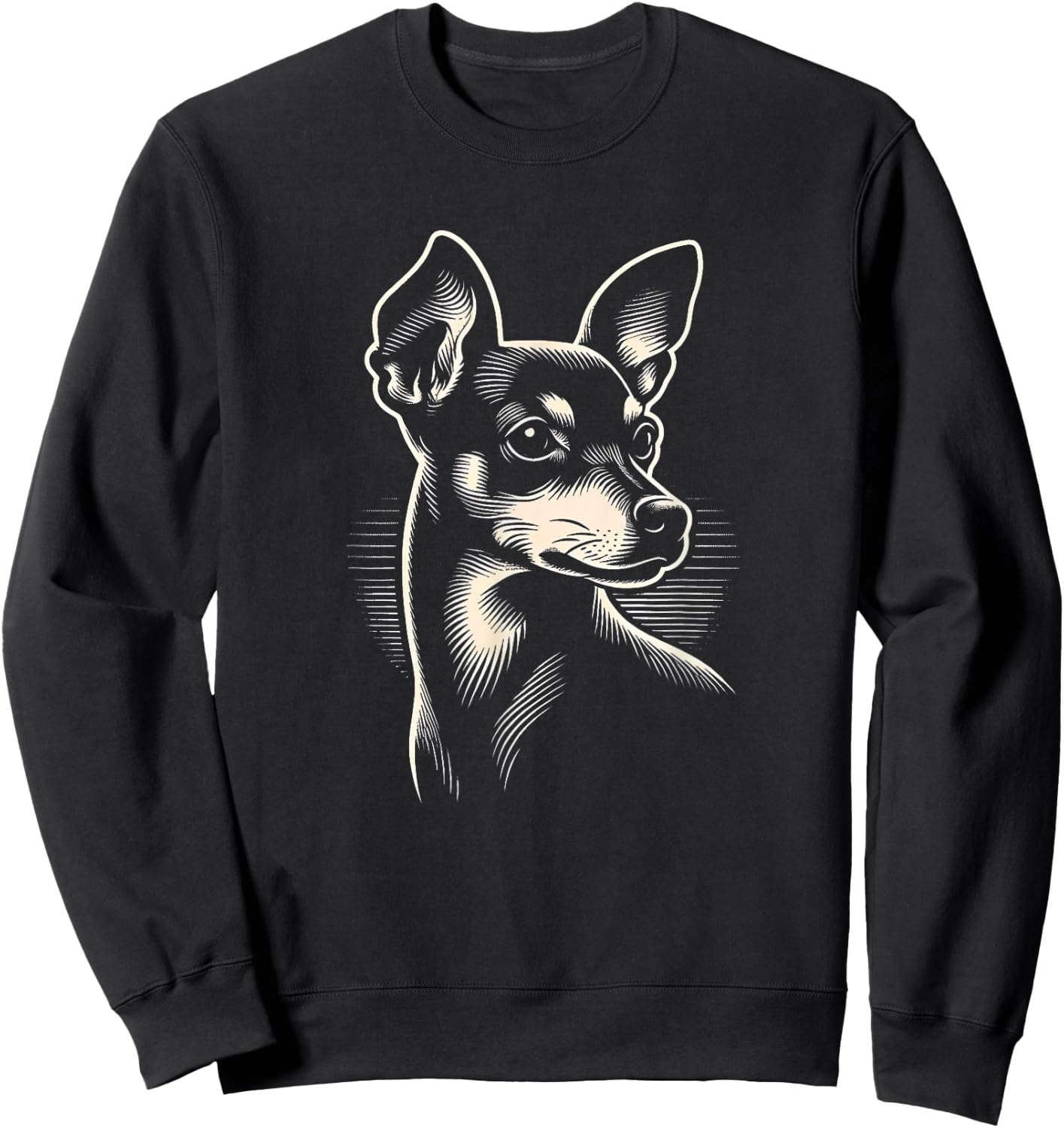 Miniature Pinscher Dog Face Art Design and Sweatshirt - Sweatshirt | Black