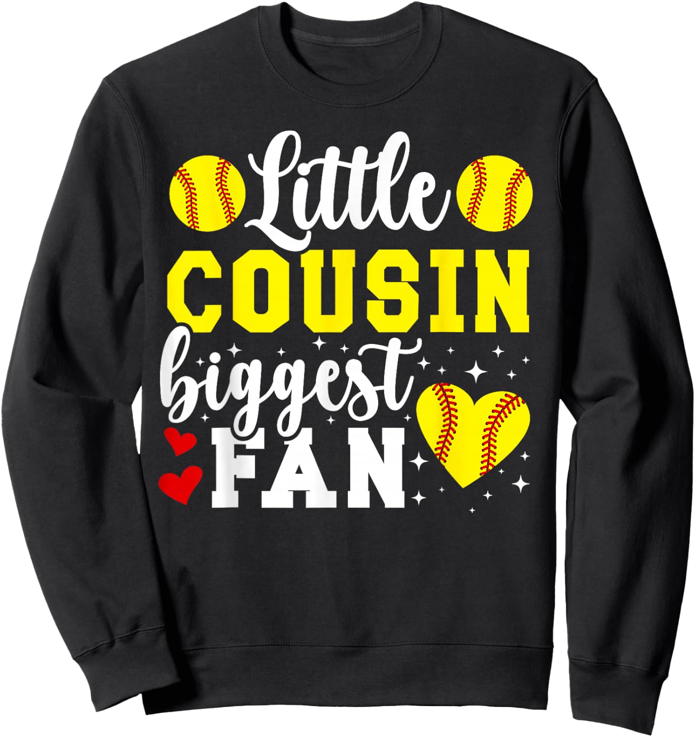 Little Cousin Softball Cousin Of A Softball Player Cousin Sweatshirt - Sweatshirt | Black