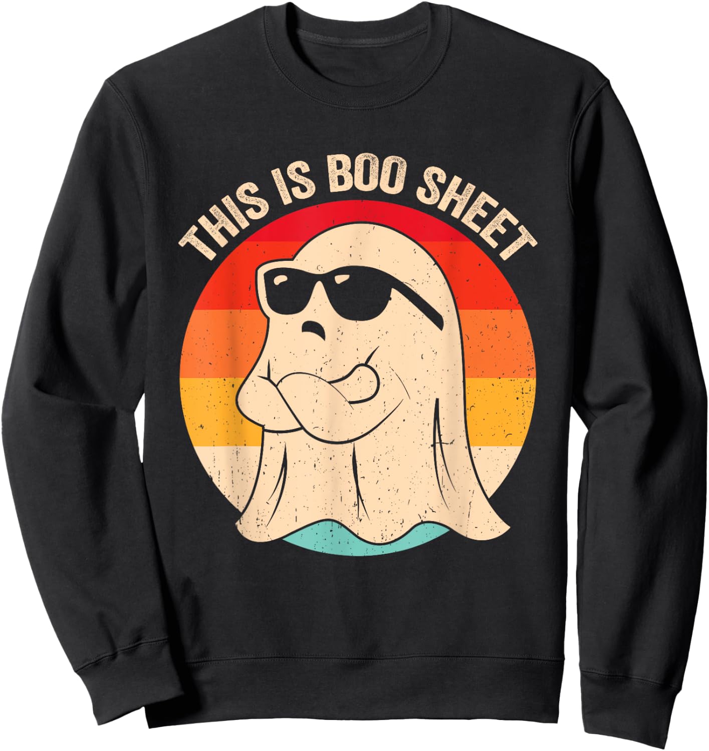 This Is Boo Sheet Ghost Retro Halloween Costume Men Women Sweatshirt - Sweatshirt | Black