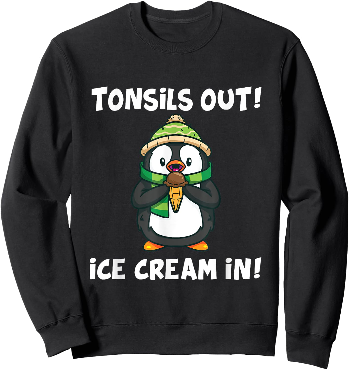Tonsil Removal Surgery Recovery Gift Penguin Sweatshirt - Sweatshirt | Black