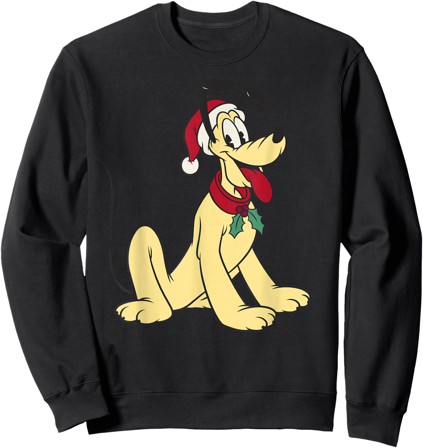 Disney Mickey & Friends Christmas Pluto Classic Portrait Sweatshirt - Sweatshirt | Black