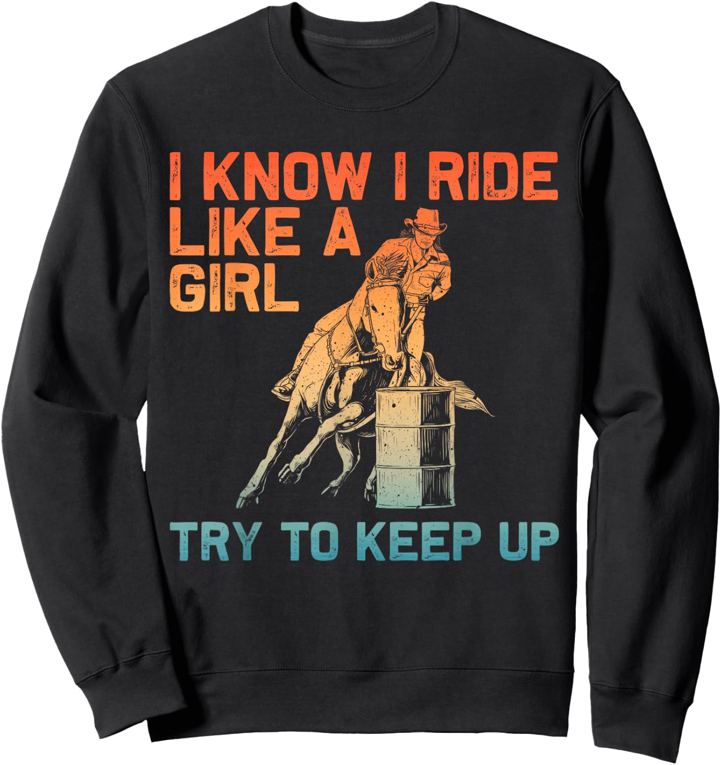 Barrel Racing Design Girls Cowgirl Barrel Racing Sweatshirt - Sweatshirt | Black
