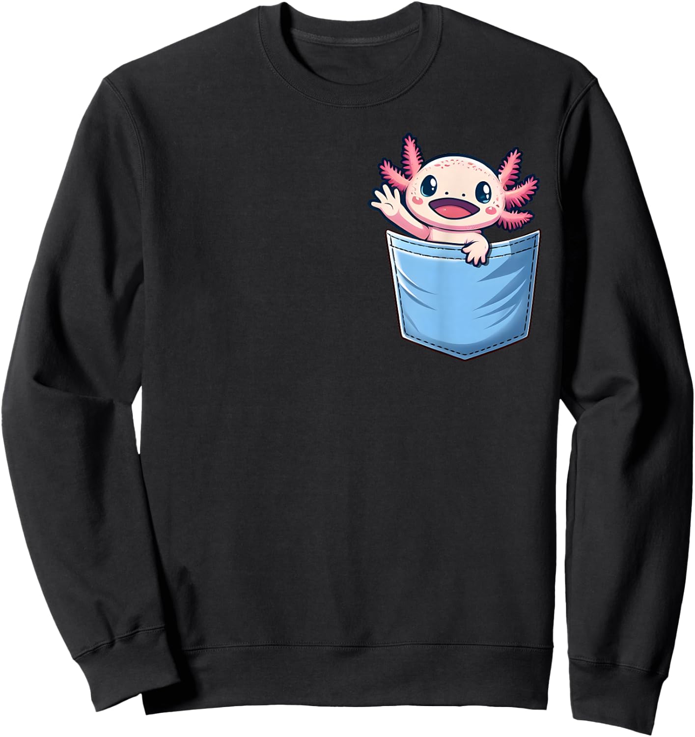 Axolotl Pocket Animal Surprise Pocket-Sized Wonder Sweatshirt - Sweatshirt | Black