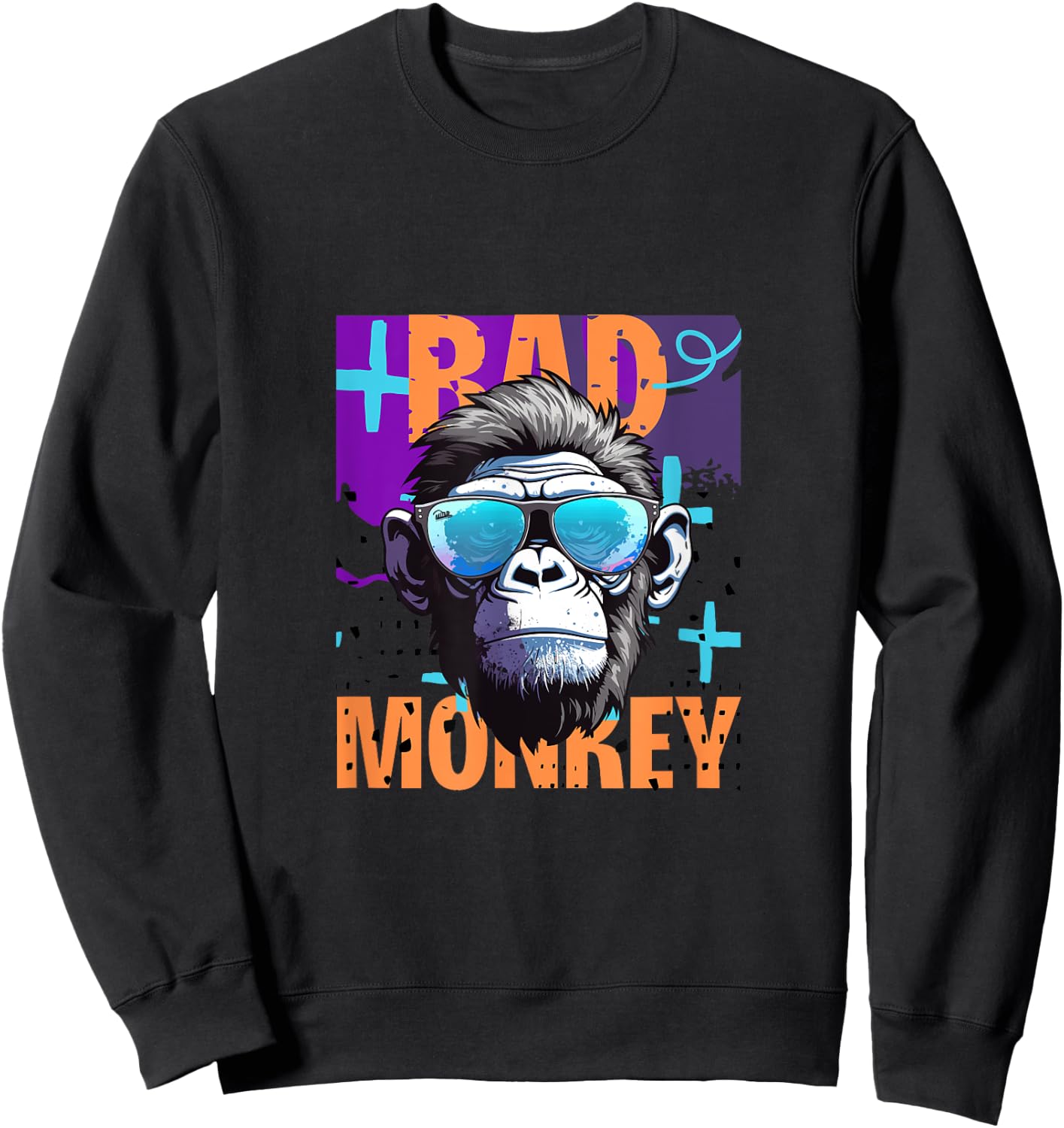 Jon De Voui Bad Monkey - -Adults, Kids - Black - Small - Short Sleeve Sweatshirt - Sweatshirt | Black