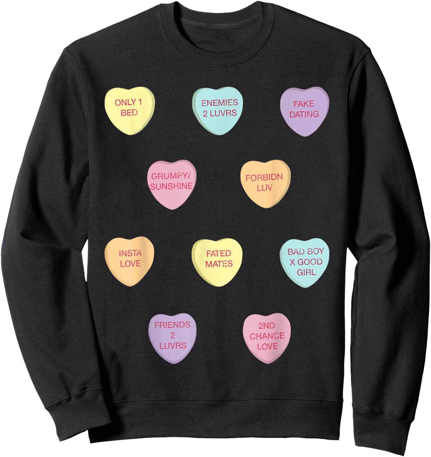 Romance Tropes Candy Valentine Hearts Sweatshirt - Sweatshirt | Black