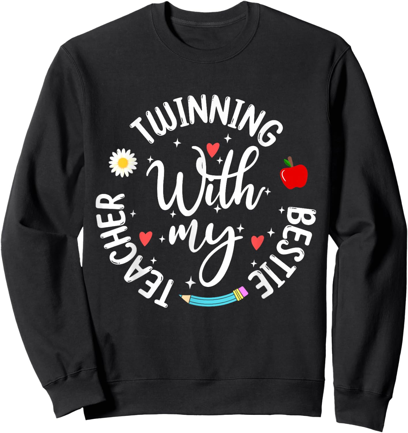Twinning With My Bestie Teacher Boy Spirit Week Twin Day Sweatshirt - Sweatshirt | Black
