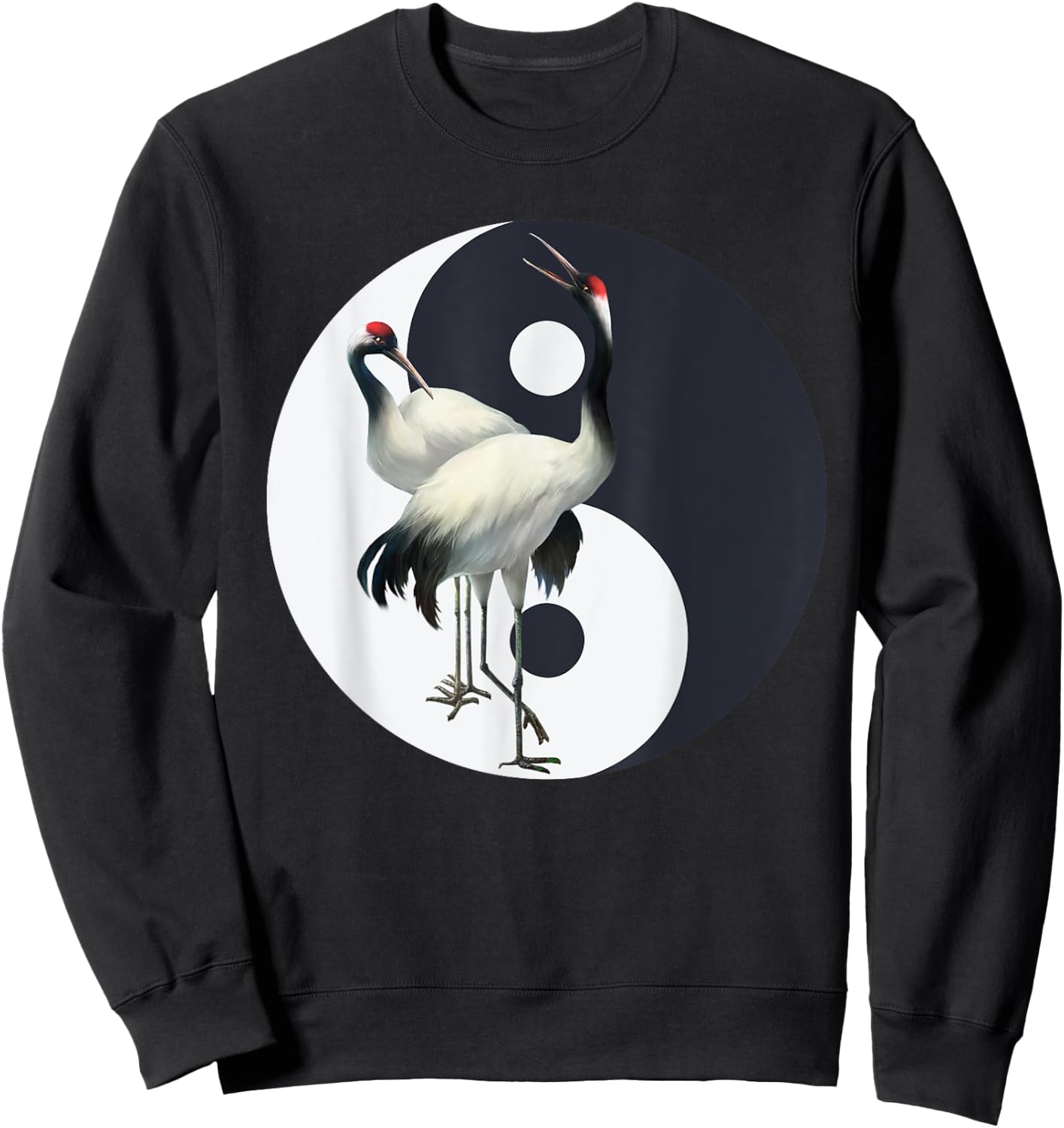 Tai Chi White Crane Yin, Yang, Qi Gong, Chinese White Bird Sweatshirt - Sweatshirt | Black