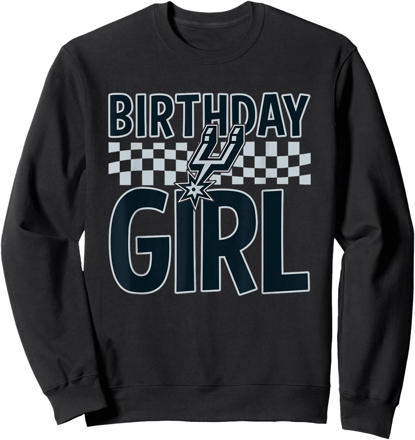 NBA San Antonio Spurs Birthday Girl Checkered Logo Sweatshirt - Sweatshirt | Black