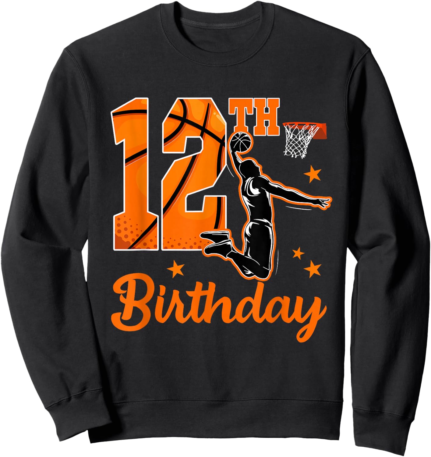 12th Birthday Basketball Theme 12 Year Old Boy Party Sweatshirt - Sweatshirt | Black