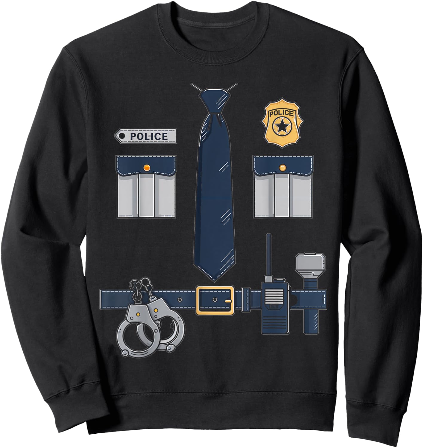 Police Costume Police Officer Halloween Police Uniform Sweatshirt - Sweatshirt | Black