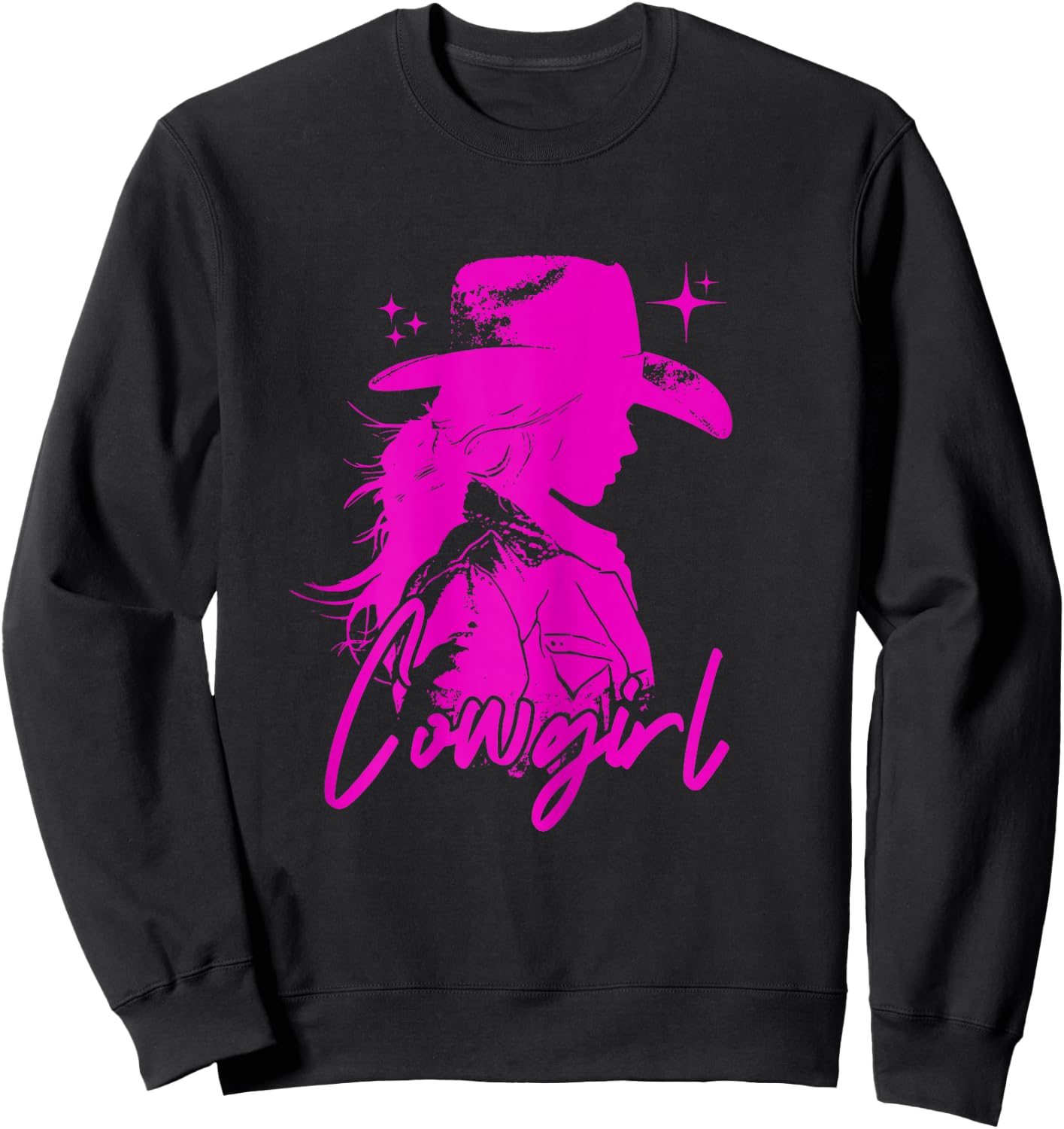 Pink Cute Cowgirl Disco Rodeo Outfit Country Coastal Preppy Sweatshirt - Sweatshirt | Black