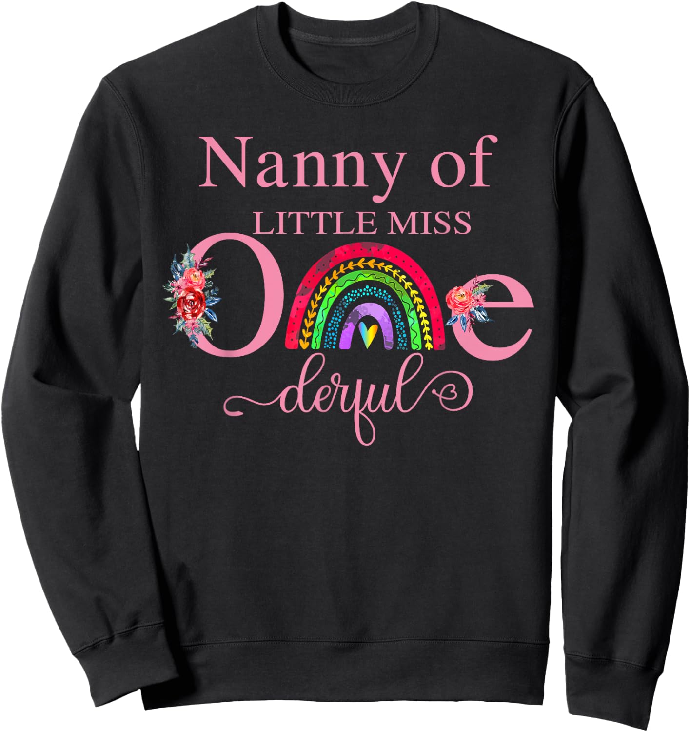 Nanny of Little Miss Onederful Birthday First One-Derful Sweatshirt - Sweatshirt | Black
