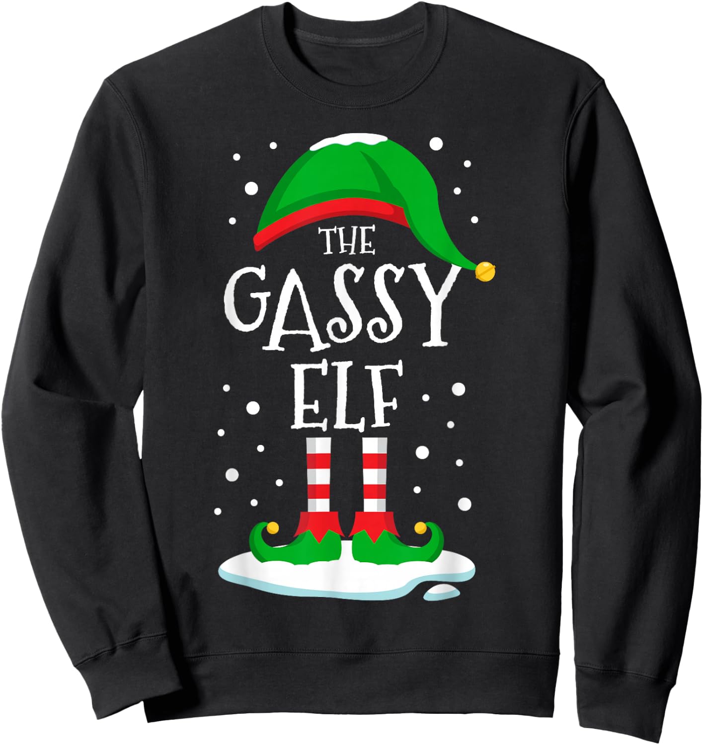 The Gassy Elf Christmas Family Matching Xmas Farting Funny Sweatshirt - Sweatshirt | Black