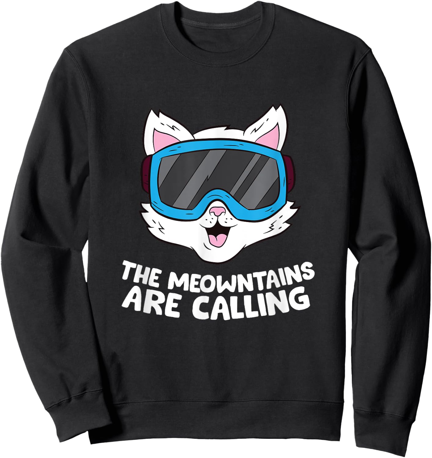 Funny Snowboard Ski Goggle For Snowboarding Cat Skiing Women Girls Kids Sweatshirt - Sweatshirt | Black