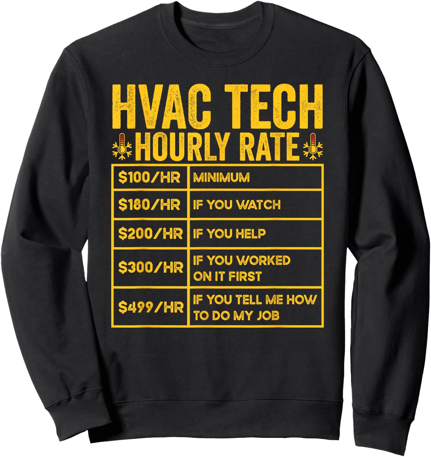 HVAC Tech Hourly Rate HVAC Technician Repairman Sweatshirt - Sweatshirt | Black