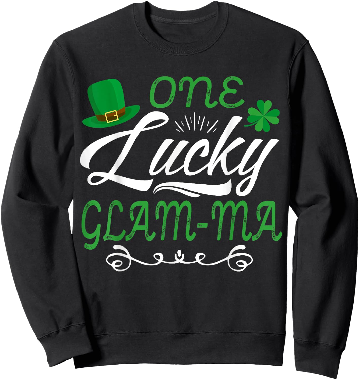 One Lucky Glam-ma St.Patrick's Day Irish Mother Grandma Sweatshirt - Sweatshirt | Black