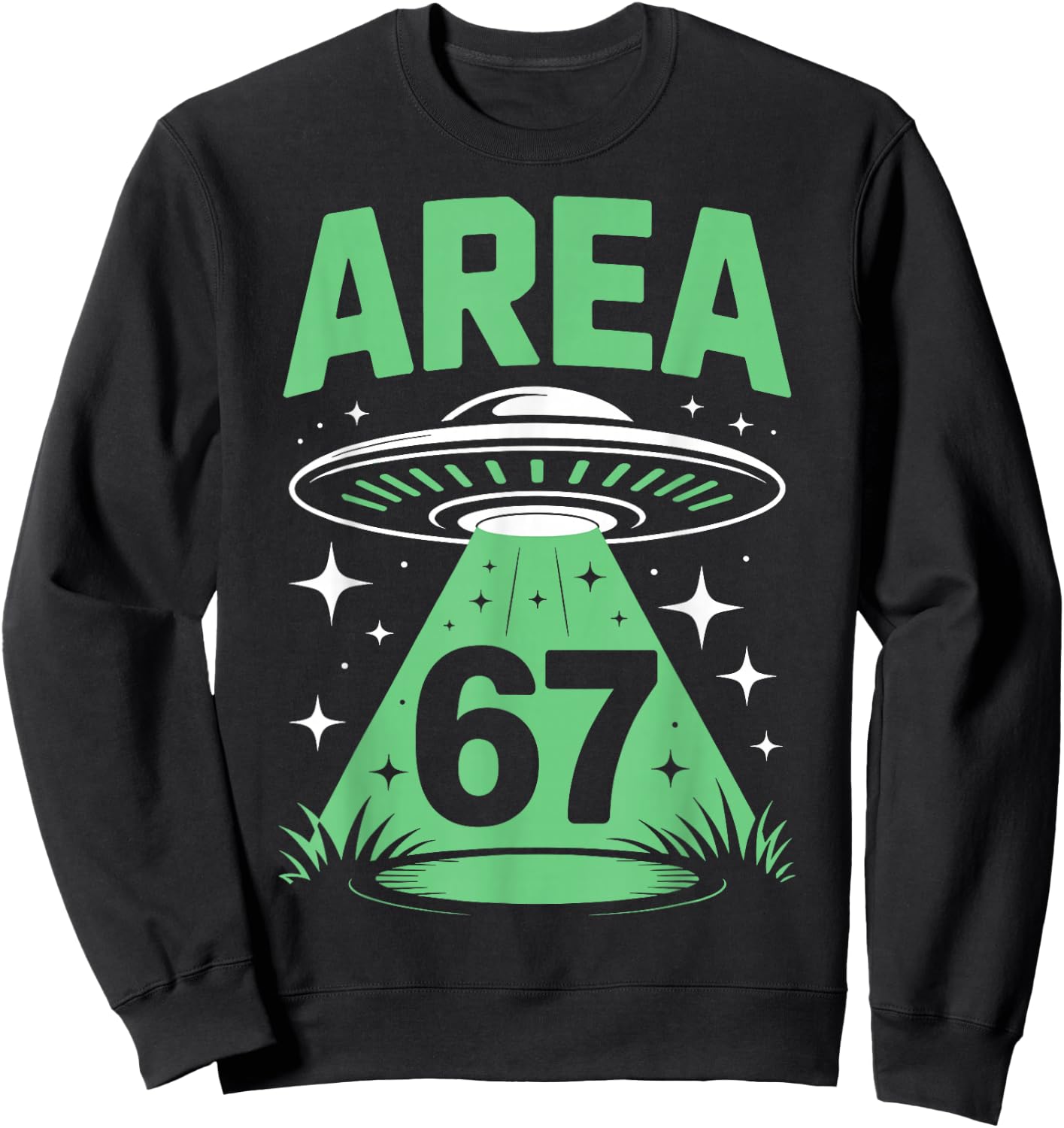 Funny Area 67 UFO Alien Six Seven Meme Gen Alpha Slang Kids Sweatshirt - Sweatshirt | Black
