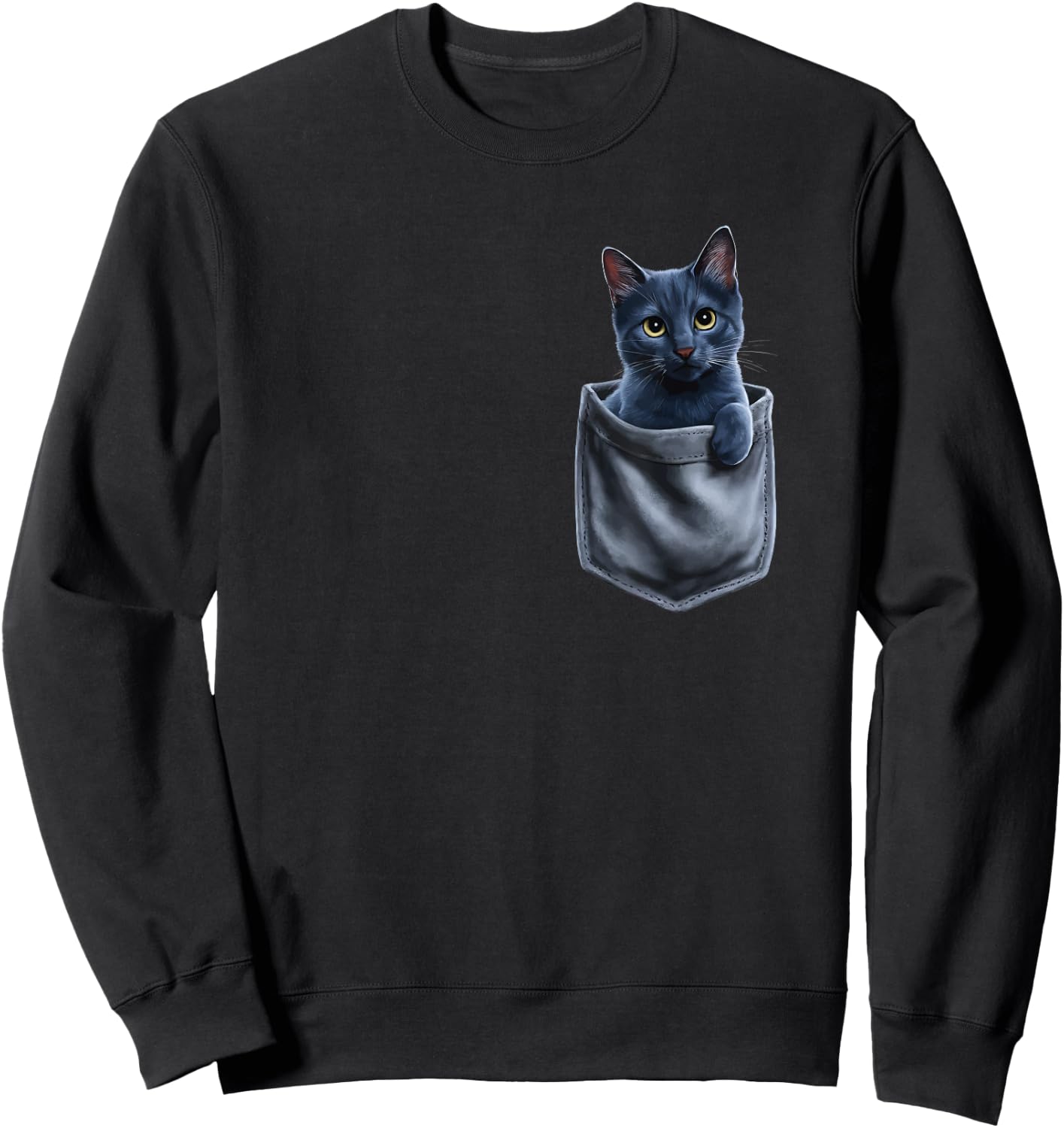Russian Blue Cat In Pocket Men Women Kids Sweatshirt - Sweatshirt | Black