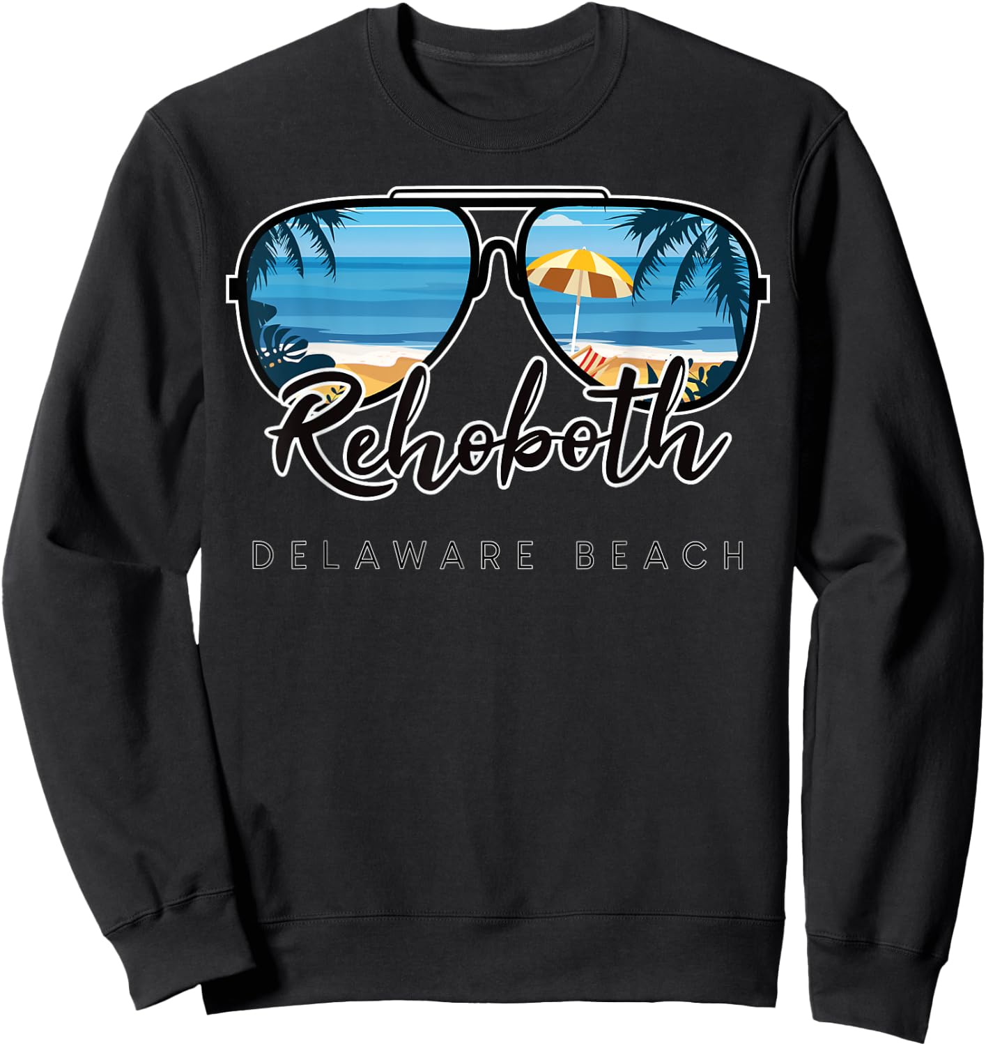 Rehoboth Beach Delaware Palm Tree Sunglasses Souvenir Men Women Kids Sweatshirt - Sweatshirt | Black