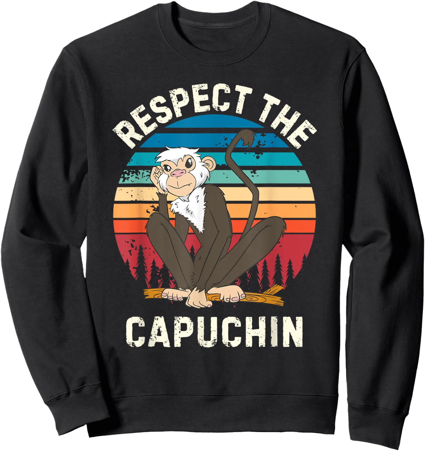 Retro Respect The Capuchin Vintage Capuchin MonkeyLover Sweatshirt - Sweatshirt | Black