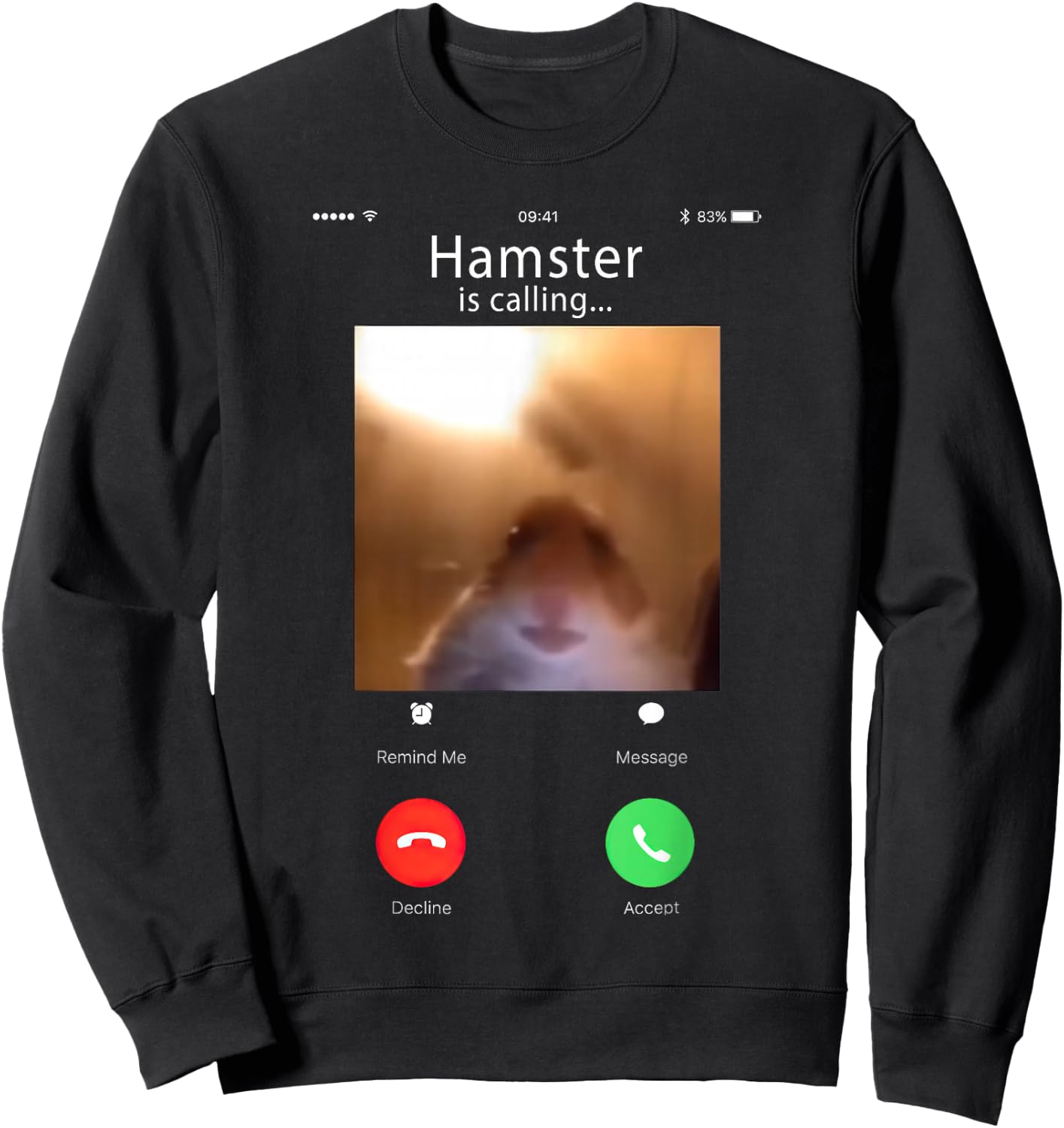 dank Meme Hamster Staring Front Camera Hamster Calling Sweatshirt - Sweatshirt | Black