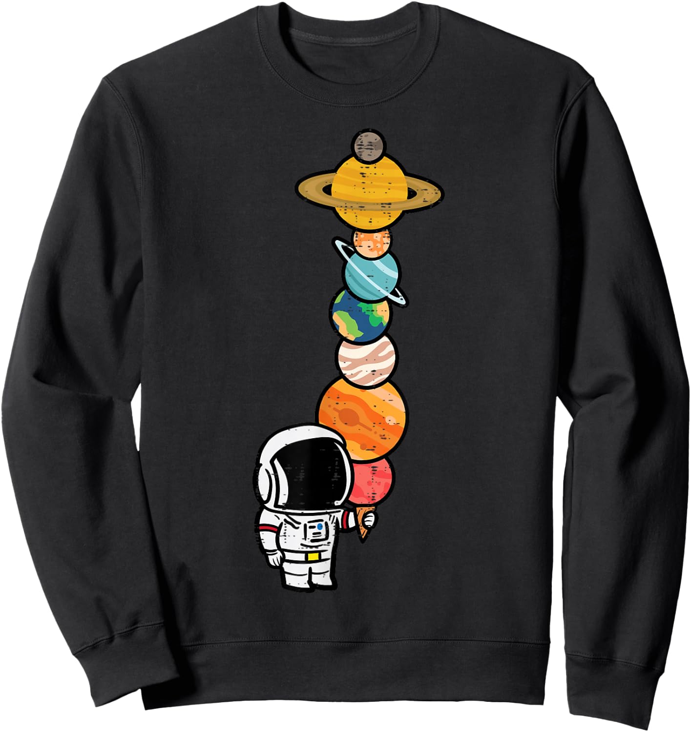 Astronaut Ice Cream Planets Space Boys Girls Kids Women Men Sweatshirt - Sweatshirt | Black