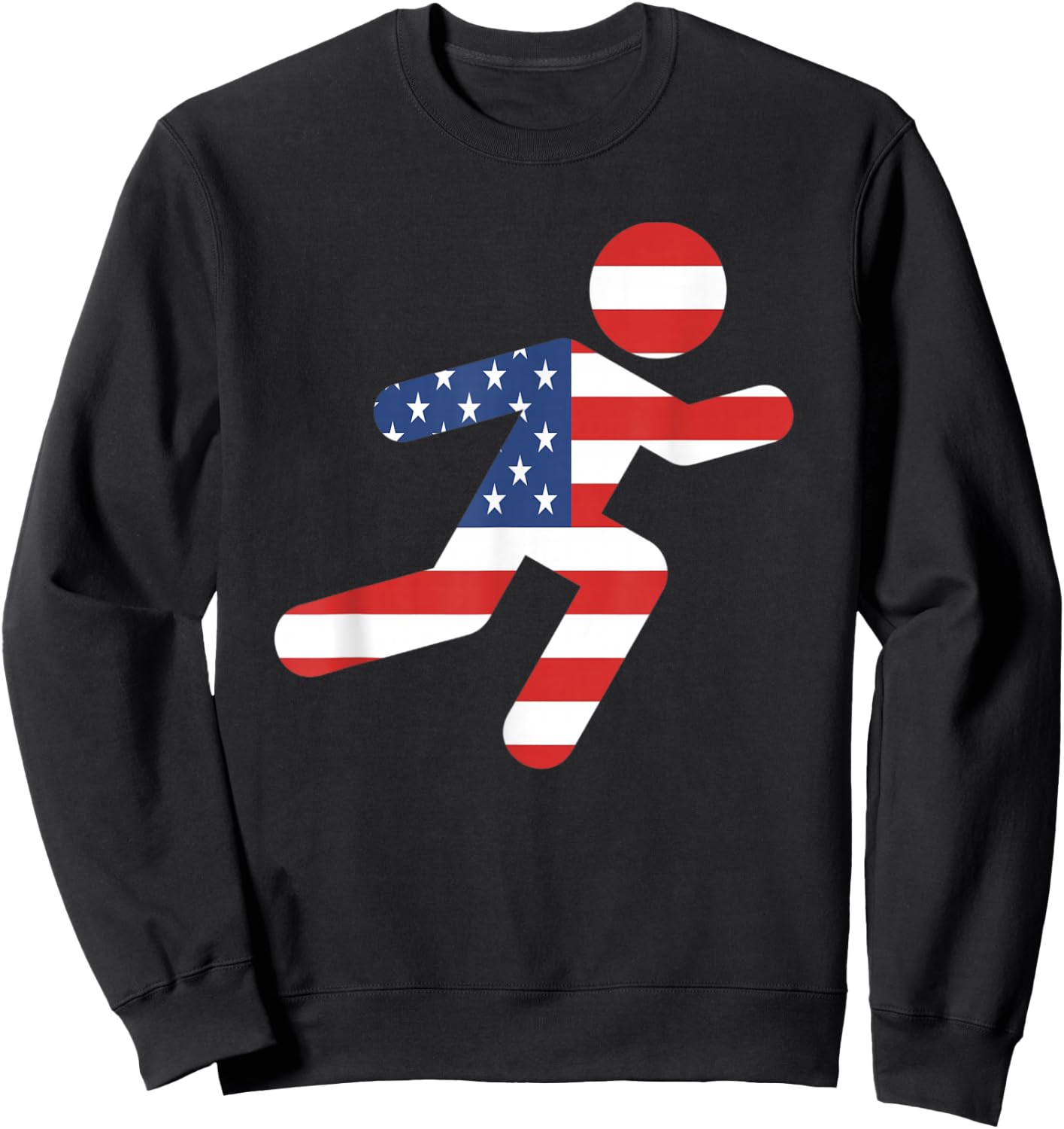 Red White and Blue Patriotic Runner Running Man - USA Sweatshirt - Sweatshirt | Black