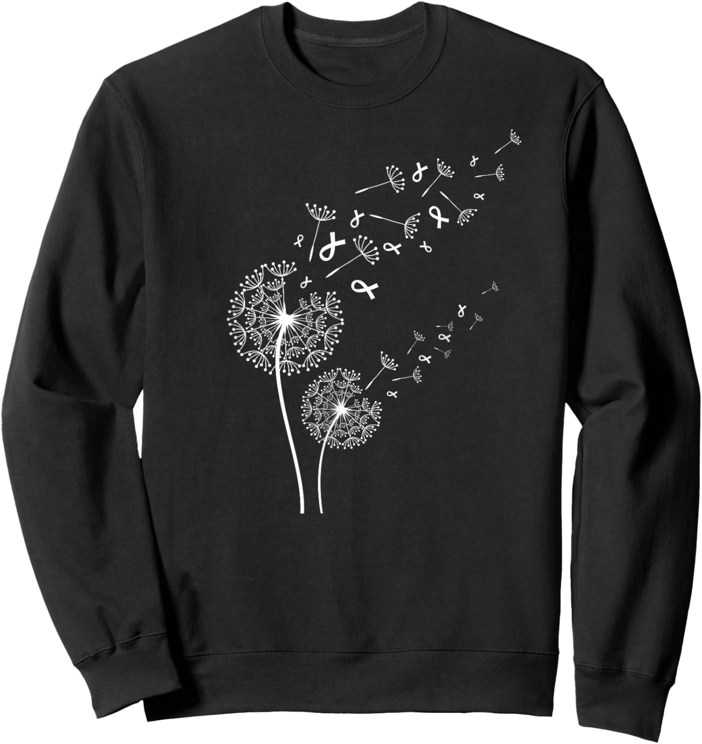 Dandelion Lung Cancer Awareness Month White Ribbons Sweatshirt - Sweatshirt | Black