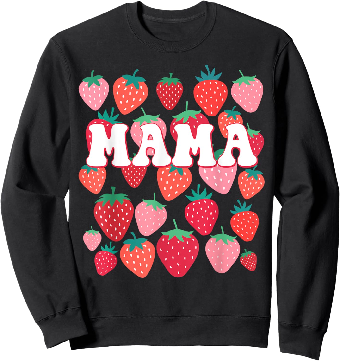 Mama Berry Groovy Strawberry Birthday Family Matching Sweatshirt - Sweatshirt | Black
