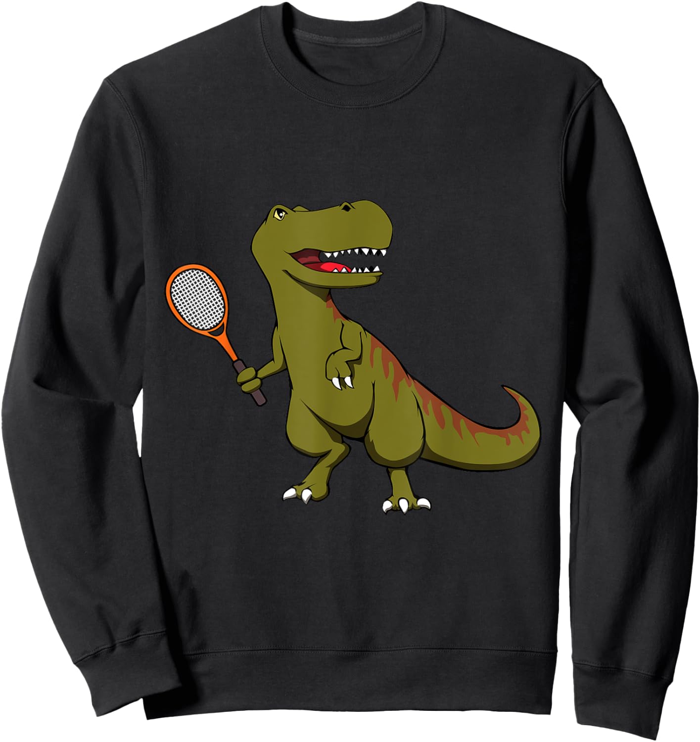 Tennis Dinosaur T-Rex with Racket Tyrannosaurus Dino Player Sweatshirt - Sweatshirt | Black