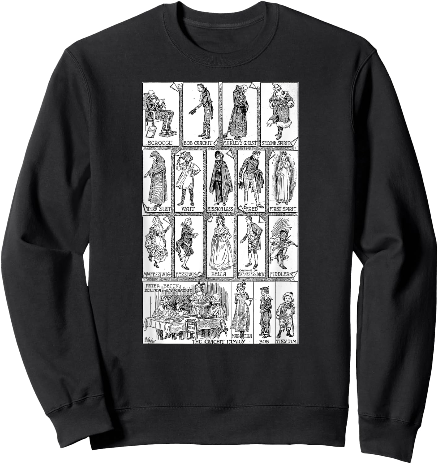 Character Montage A Christmas Song Vintage Scrooge Sweatshirt - Sweatshirt | Black