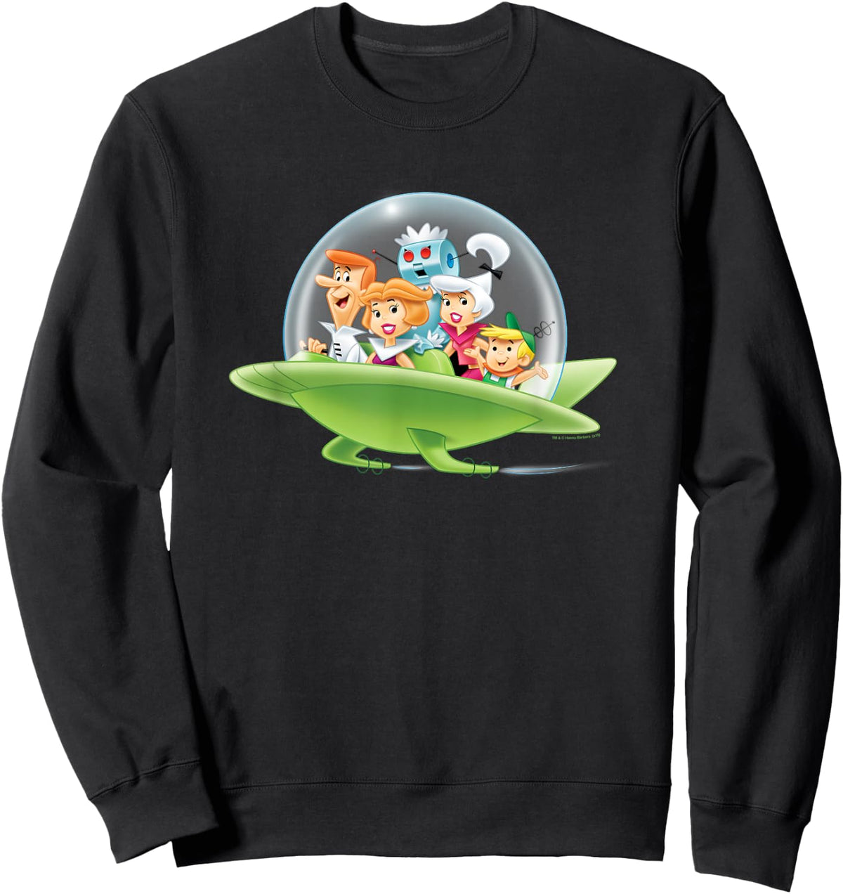 Popfunk The Jetsons Family Cruising -Adults Black Small Sweatshirt - Sweatshirt | Black