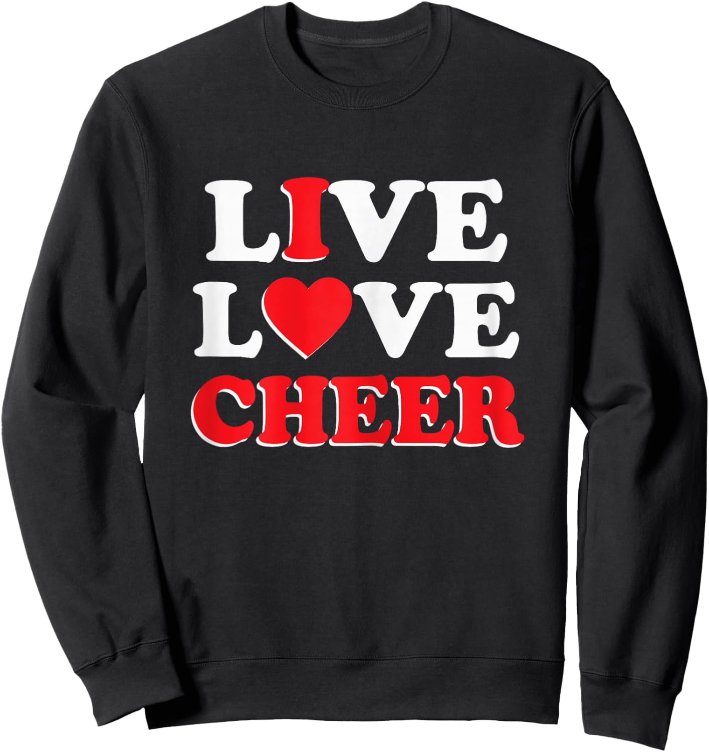 Live Love Cheer Girls Women Cheerleading Cheerleader Cheer Sweatshirt - Sweatshirt | Black