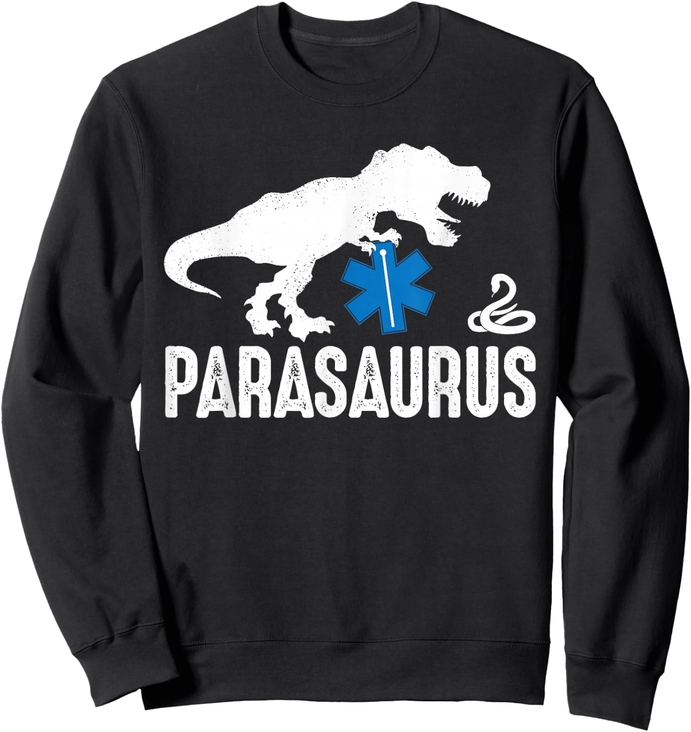 Parasaurus Funny Dinosaur Paramedic EMT Emergency Responder Sweatshirt - Sweatshirt | Black