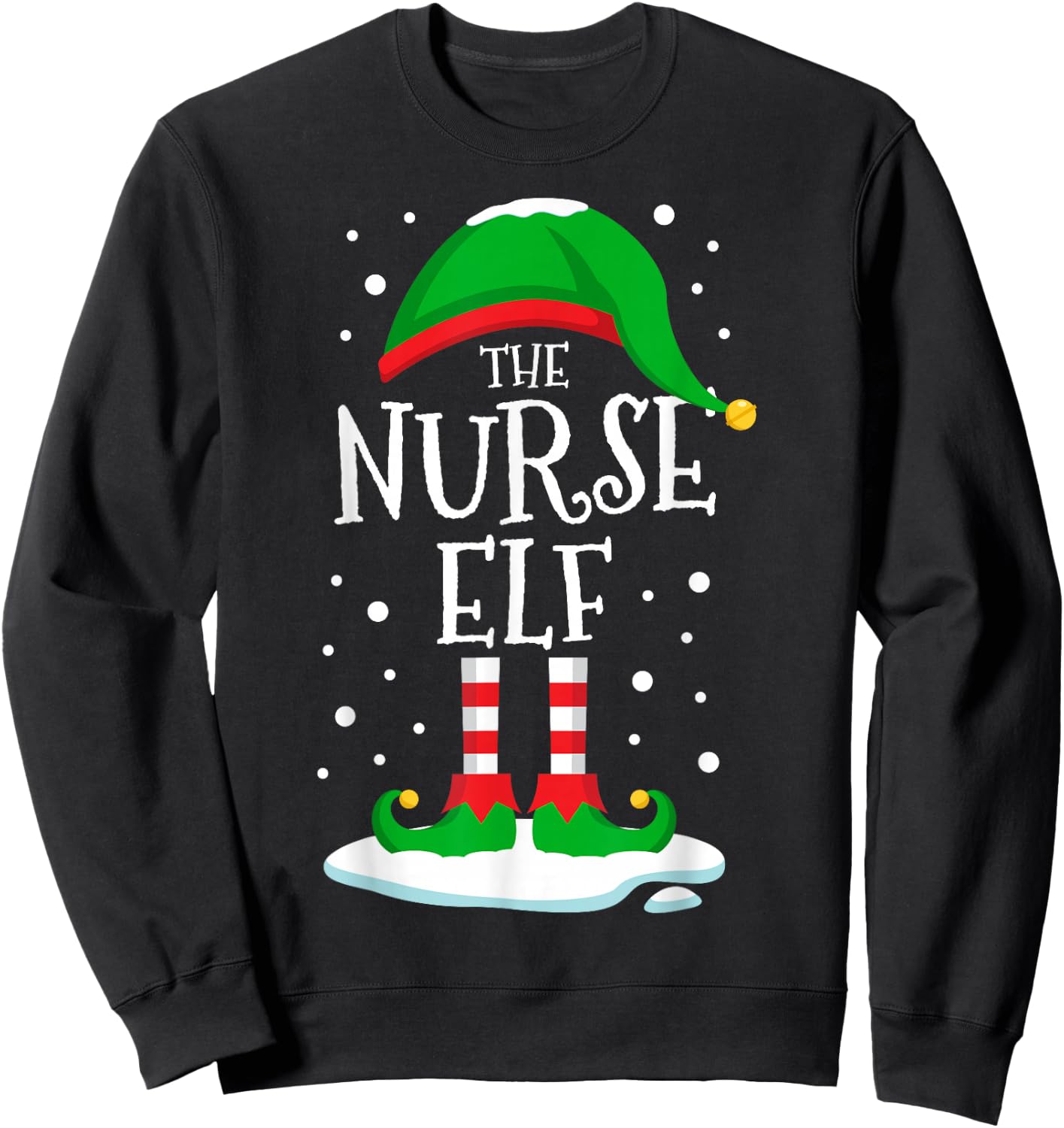 The Nurse Elf Christmas Family Matching Xmas Group Funny Sweatshirt - Sweatshirt | Black