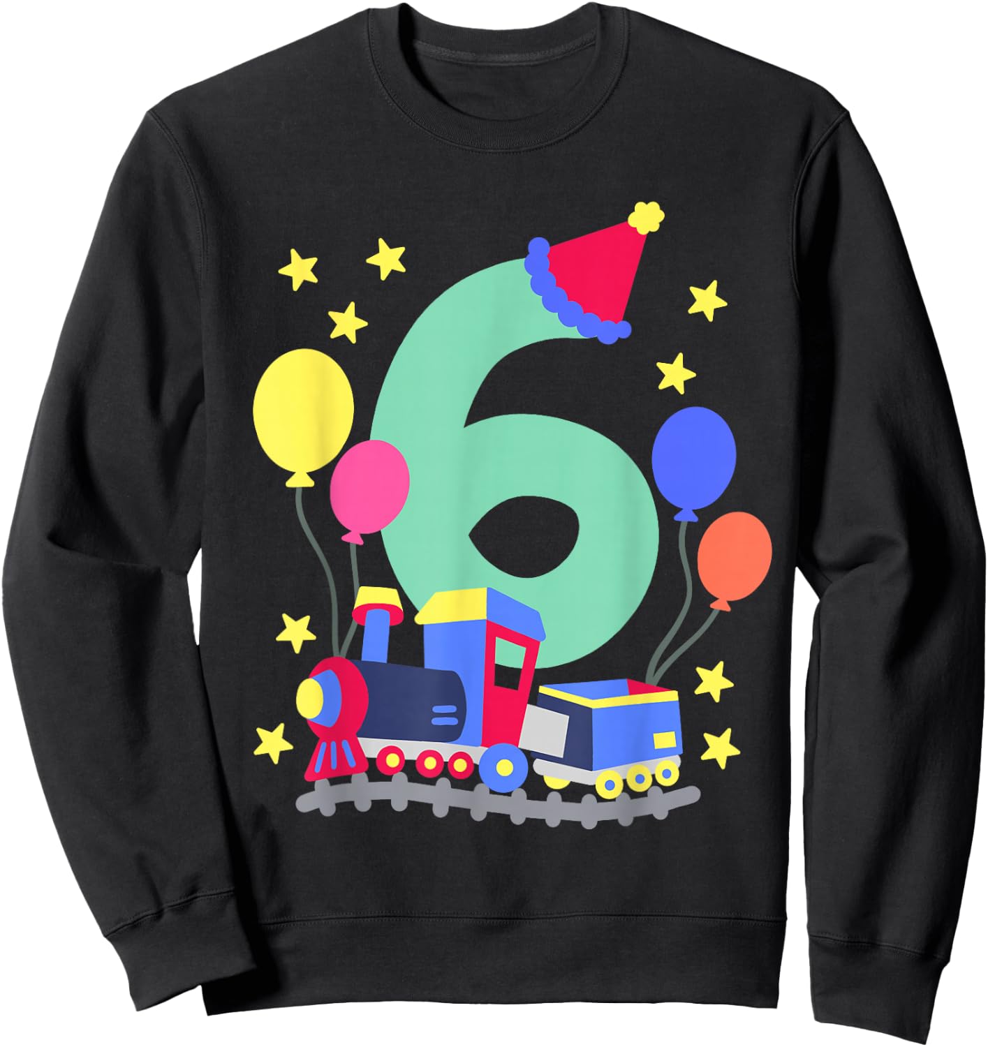 6th Birthday Train Lovers I'm 6 Boys Kids Six Years Old Sweatshirt - Sweatshirt | Black