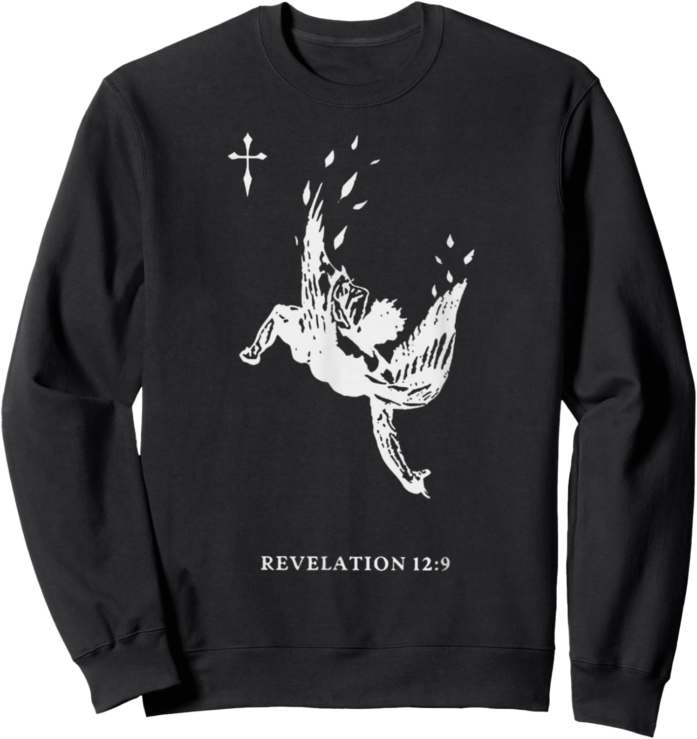 Revelations 12:9 - Fallen Angel Satan Biblical Art Sweatshirt - Sweatshirt | Black