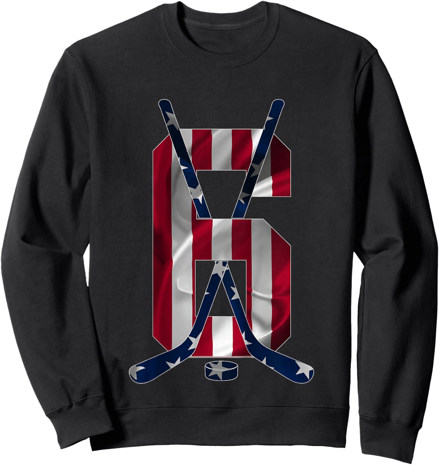 Number 6 Years Ice Hockey 6th Birthday Sweatshirt - Sweatshirt | Black