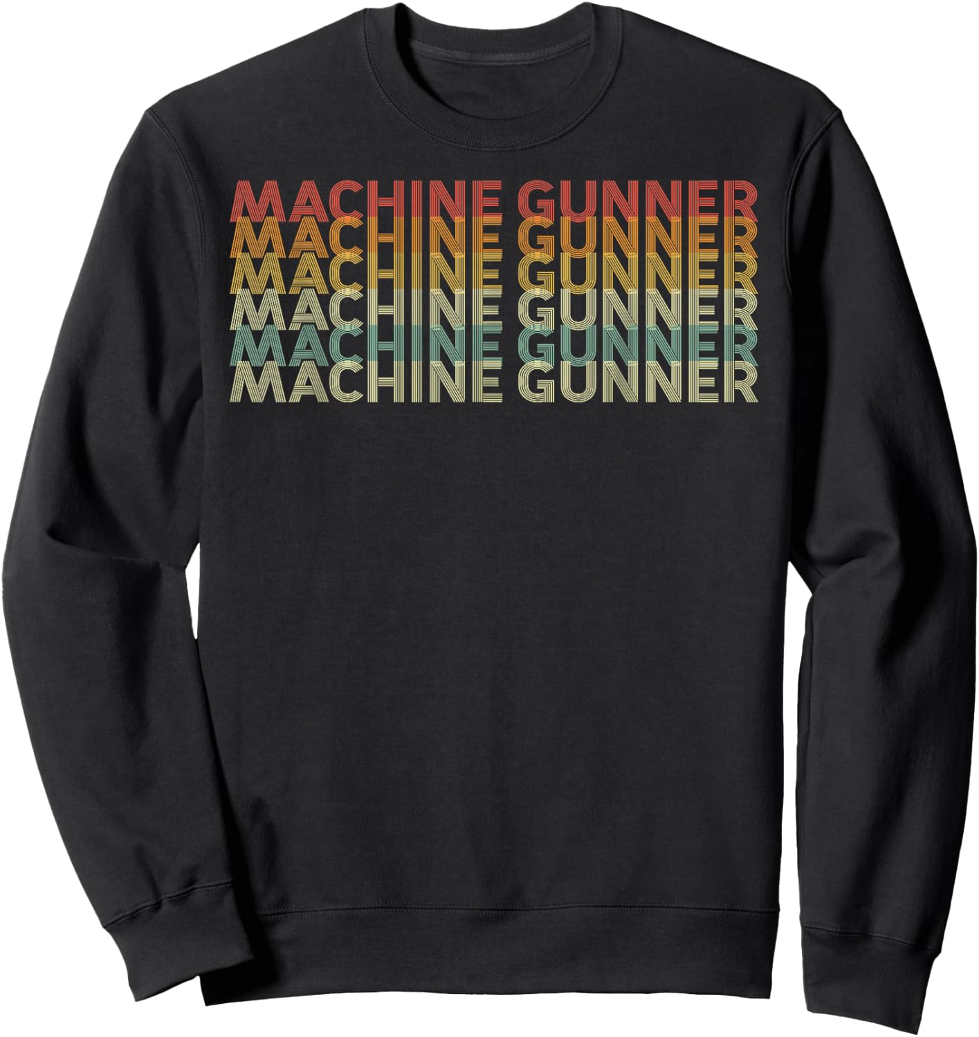 Retro 70s Machine Gunner Job Title Sweatshirt - Sweatshirt | Black