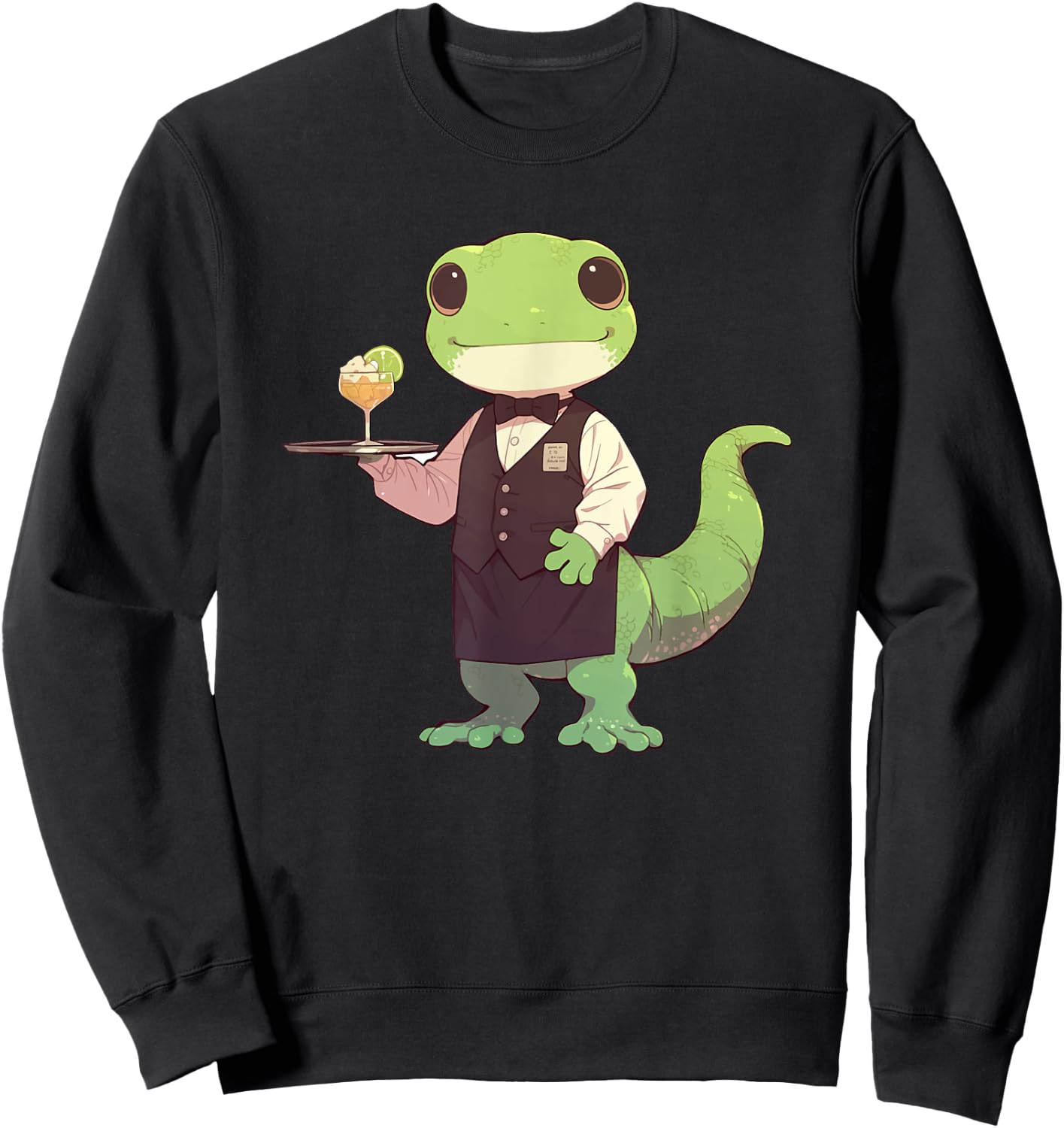 Lizard Restaurant Waiter Gecko Wildlife Animal Sweatshirt - Sweatshirt | Black