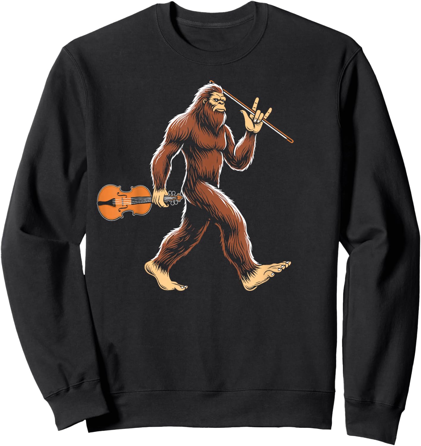 Bigfoot Playing Violin Sasquatch Violist Violinist Gifts Sweatshirt - Sweatshirt | Black