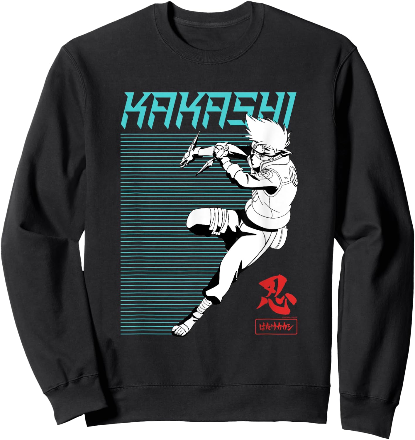 Naruto Shippuden Kakashi Outline Action Lines Anime Sweatshirt - Sweatshirt | Black