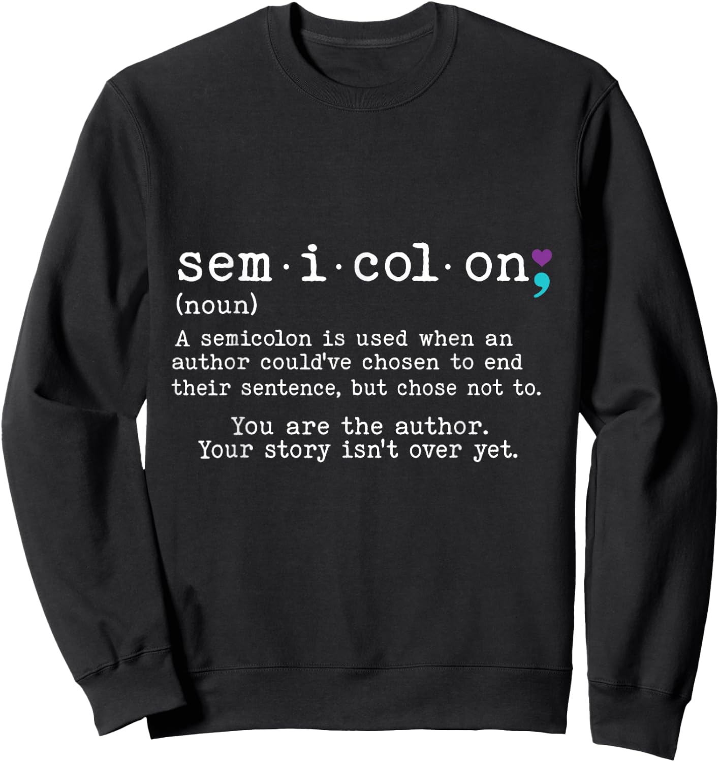 Retro Semicolon Definition Suicide Prevention Awareness 988 Sweatshirt - Sweatshirt | Black