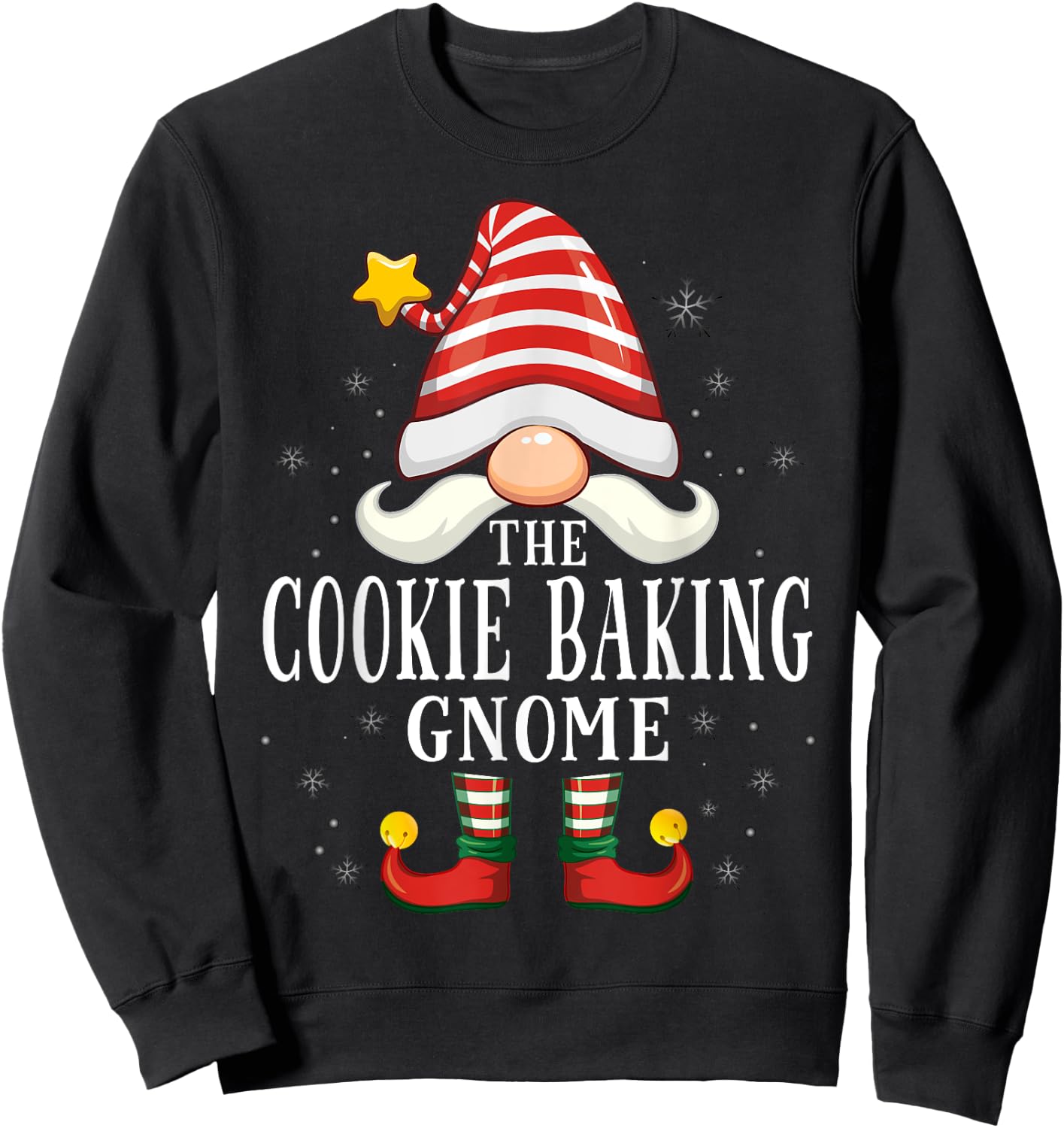 The Cookie Baking Gnome Christmas Group Family Pajama Sweatshirt - Sweatshirt | Black