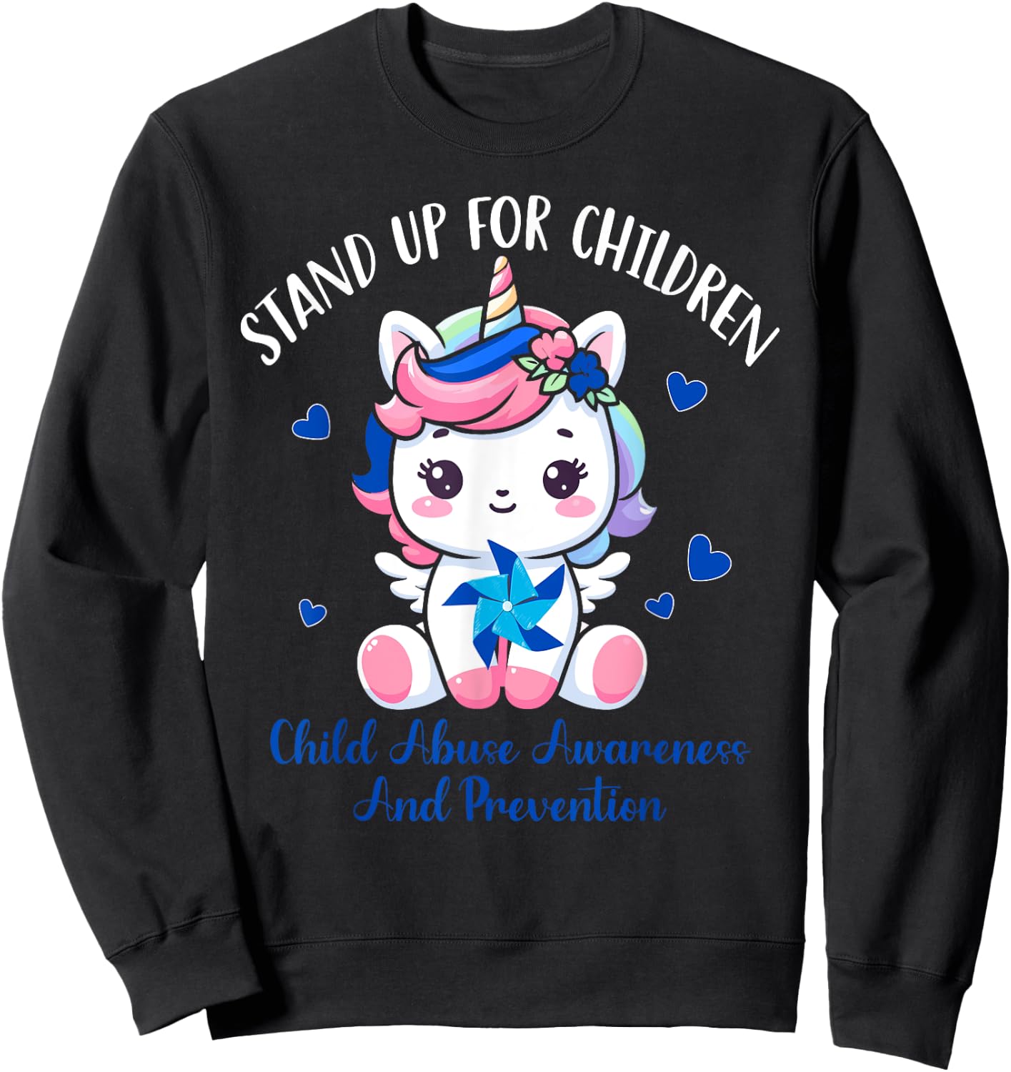 Child Abuse Prevention Month-Stand Up For Children Unicorn Sweatshirt - Sweatshirt | Black