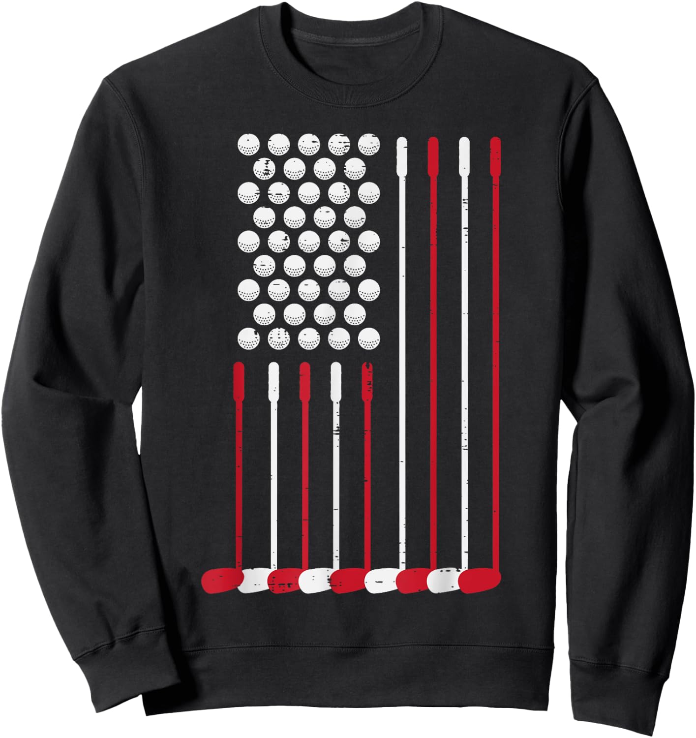 Golf Balls Clubs US Flag 4th July Patriotic Golfer Dad Men Sweatshirt - Sweatshirt | Black