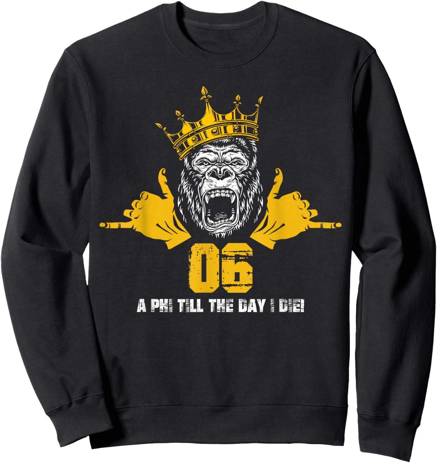Alpha African 1906 Fraternity Hand Sign Ape Crown Sweatshirt - Sweatshirt | Black