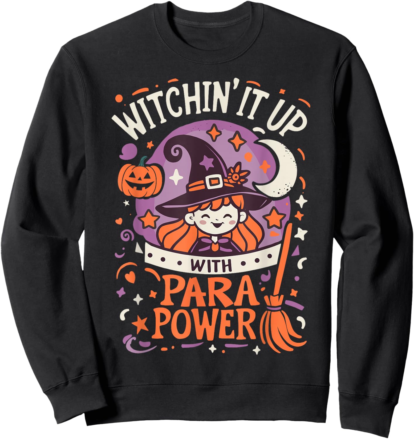 Halloween Team Paraprofessional School Men Women Spooky Fun Sweatshirt - Sweatshirt | Black