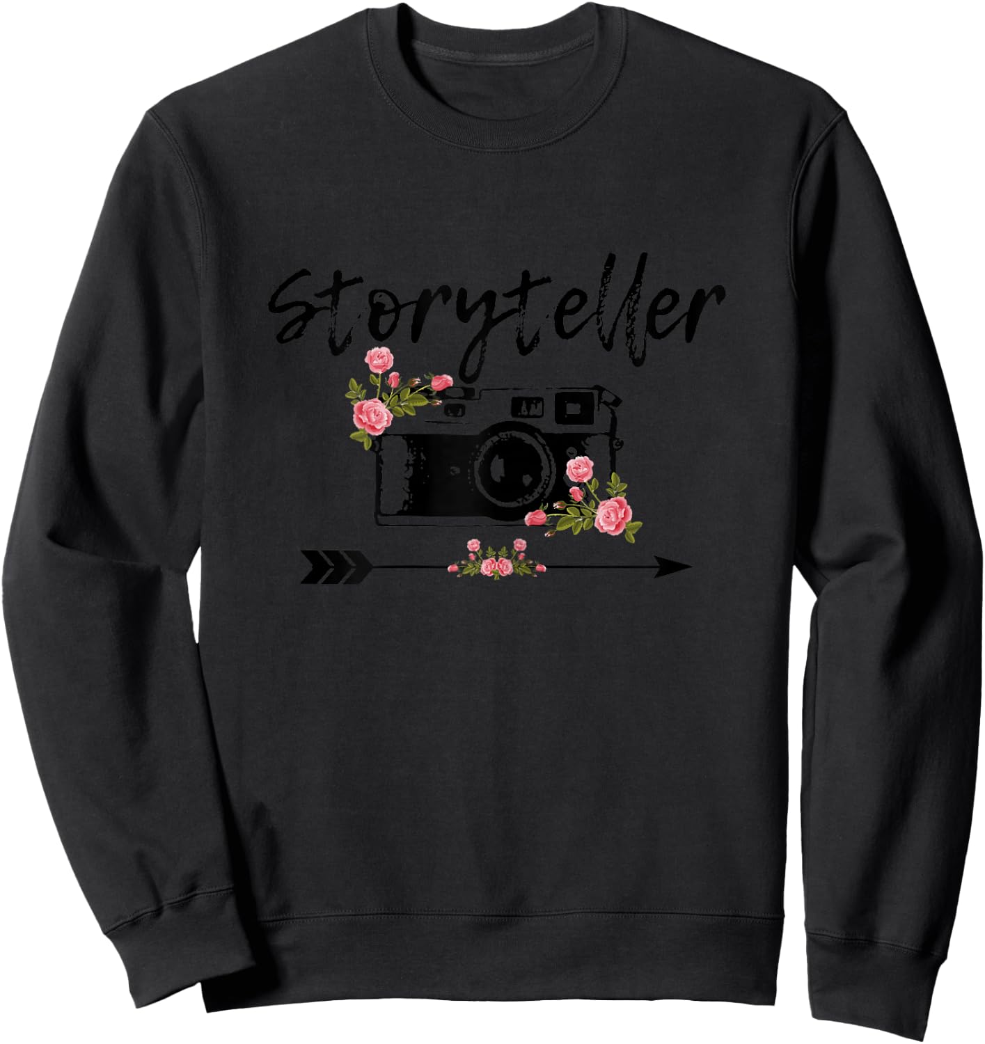 Photographer Story Plate Vintage Floral Camera Photography Sweatshirt - Sweatshirt | Black